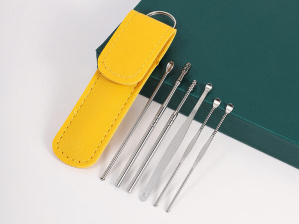 Kit De Limpieza Para Oído En Funda 6 Piezas Acero Inoxidable