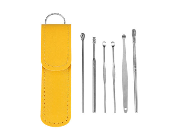 Kit De Limpieza Para Oído En Funda 6 Piezas Acero Inoxidable