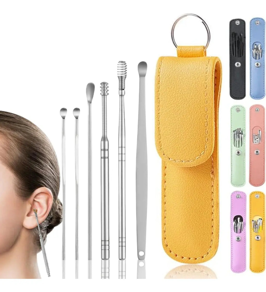 Kit De Limpieza Para Oído En Funda 6 Piezas Acero Inoxidable