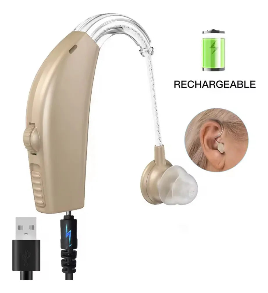 Audifono Para Sordera, Recargable Con Estuche Y Accesorios