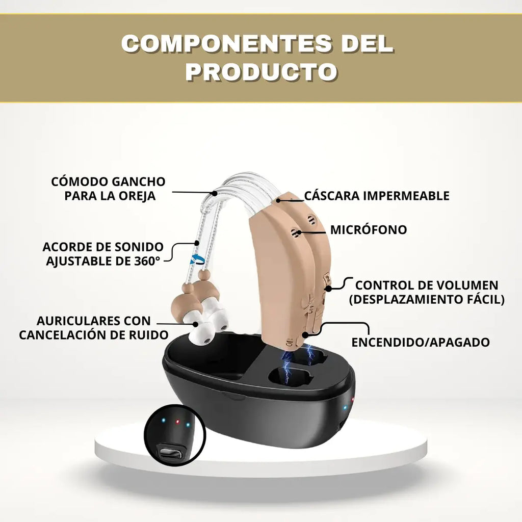 Par de aparato sordera auditivo Inalámbrico