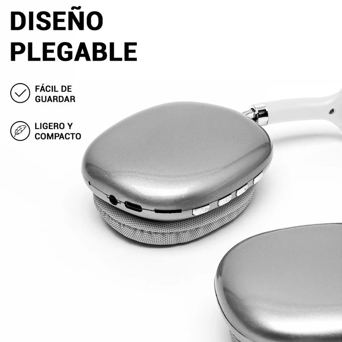 Auriculares P9 PRO MAX Inalámbricos Bluetooth 5.0 Cancelación de Ruido, Micrófono Integrado, Ranura para microSD, Batería Recargable y Vincha Acolchonada